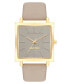 Фото #1 товара Women's Quartz Square Taupe Faux Leather Band Watch, 35mm