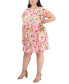 Фото #6 товара Plus Size Floral-Print Tiered Dress