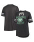 ფოტო #1 პროდუქტის Women's Heather Charcoal New York Jets Plus Size Lace-Up V-Neck T-shirt