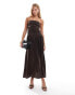 ASOS DESIGN bandeau textured maxi dress in chocolate Коричневый, 42 - фото #1