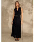 Фото #5 товара Women's Sleeveless Tie V-Neck Smocked-Waist Maxi Dress