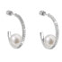 Silver hoop earrings with genuine Pavona pearls 21019.1B