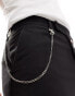 ASOS DESIGN smart straight leg trousers with belt chain in black