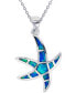 Фото #1 товара Macy's lab-Created Blue Opal Starfish 18" Pendant Necklace in Sterling Silver
