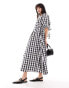 Фото #1 товара ASOS DESIGN wrap midi smock dress in mono gingham