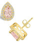 ფოტო #1 პროდუქტის Morganite (1-3/8 ct. t.w.) and Diamond (1/3 ct. t.w.) Halo Stud Earrings in 14K Yellow Gold