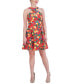 ფოტო #1 პროდუქტის Petite Printed High-Neck Sleeveless Fit & Flare Dress