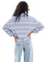 Фото #2 товара Hollister collared half zip jumper in blue and white stripe