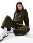 ASOS DESIGN double collar utility boilersuit in premium cloth with turned trouser cuff in khaki Зеленый, 34 - фото #2