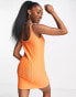 Фото #2 товара Stradivarius – Figurbetontes Minikleid in leuchtendem Orange mit Ziernaht