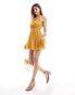 Style Cheat high neck swing mini dress in mustard