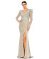 Фото #2 товара Women's Embellished Faux Wrap Illusion Puff Sleeve Gown