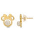 Children's Cultured Freshwater Pearl (4mm) Minnie Mouse Stud Earrings in 14k Gold