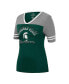 Фото #3 товара Women's Green, Heathered Gray Michigan State Spartans There You Are V-Neck T-shirt