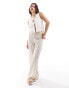 Фото #1 товара Pimkie textured linen blend drawstring wide leg trousers in beige