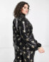 Twisted Wunder Plus oversized shirt in sequin star print co-ord