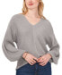 ფოტო #1 პროდუქტის Women's Rib-Knit Bubble Sleeve Long Sleeve Sweater
