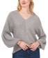 Women's Rib-Knit Bubble Sleeve Long Sleeve Sweater