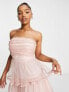 Фото #3 товара Collective the Label wrapped bodice tulle mini dress in glitter rose