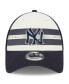Men's White, Navy New York Yankees Team Stripe Trucker 9Forty Snapback Hat
