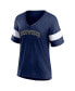 Фото #2 товара Women's Heathered Navy Milwaukee Brewers Wordmark V-Neck Tri-Blend T-shirt