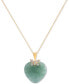 ფოტო #1 პროდუქტის Jade (19mm) & Diamond Accent Heart 18" Pendant Necklace in 10k Gold