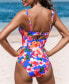 Фото #2 товара Women's Floral Sweetheart Slim & Sculpt One-Piece