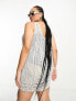 Фото #2 товара ASOS DESIGN Curve crochet mini dress in metallic silver