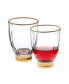 Фото #3 товара Set of 6 Straight Line Textured Stemless Wine Glasses with Vivid Gold Tone Base and Rim
