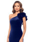 Women's Asymmetric Ruffled Sleeveless Velvet Gown