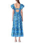 Фото #2 товара Women's Floral-Print Tiered Flutter-Sleeve Dress