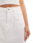 Pimkie split detail distressed denim maxi skirt in white