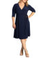 Plus Size Essential Wrap Dress with 3/4 Sleeves