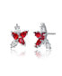 ფოტო #1 პროდუქტის Sterling Silver White Gold Plated Ruby Cubic Zirconia Stud Earrings