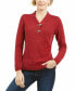 Karen Scott Women's Cotton Henley Sweater Marled Red Amore XXL