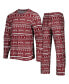 ფოტო #3 პროდუქტის Men's Maroon Mississippi State Bulldogs Swivel Long Sleeve T-shirt and Pants Sleep Set