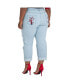 Фото #2 товара Women's Plus Size Curvy Fit Light Wash Dragon Embroidered Boyfriend Jeans