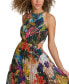 ფოტო #3 პროდუქტის Women's Printed Pleated Cutout Maxi Dress