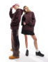 Фото #2 товара COLLUSION Unisex washed skater hoodie in burgundy