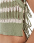 Фото #4 товара Object fine knit open tie side vest top in tea green stripe