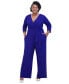 ფოტო #7 პროდუქტის Women's Tie-Waist 3/4-Sleeve Wide-Leg Jumpsuit