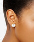 ფოტო #2 პროდუქტის Cultured Freshwater Pearl (7mm) & White Topaz (1/6 ct. t.w.) Stud Earrings in 14k Gold-Plated Sterling Silver