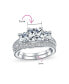 ფოტო #4 პროდუქტის Art Deco Style 3CT Square Princess Cut 3 Stone Past Present Future Promise CZ Engagement Wedding Ring Sterling Silver