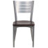 Фото #3 товара Hercules Series Silver Slat Back Metal Restaurant Chair - Mahogany Wood Seat