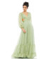 ფოტო #1 პროდუქტის Women's Pleated Cut Out Long Sleeve Lace Up Tiered Gown