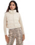 Stradivarius knitted sleeve padded jacket in beige