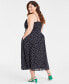 Фото #4 товара Trendy Plus Size Polka-Dot Ruched Corset Midi Dress, Created for Macy's
