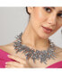 SOHI women's Silver Dented Textured Statement Necklace