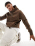 Фото #1 товара Polo Ralph Lauren central icon logo double knit sweat hoodie in brown marl