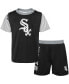ფოტო #2 პროდუქტის Newborn and Infant Boys and Girls Black, Chicago White Sox Pinch Hitter T-shirt and Shorts Set